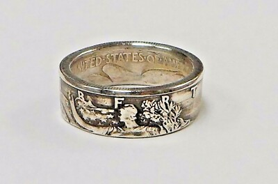 #ad Coin ring HANDMADE from Silver Walking Liberty Half Dollar 1934 47 in size 6 15 $49.99