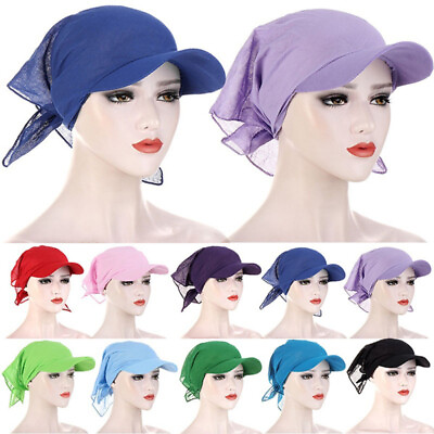 #ad Women Head Wrap Bandana with Visor Cap Brim Turban Baseball Hat Scarf Sun Hats N $3.46