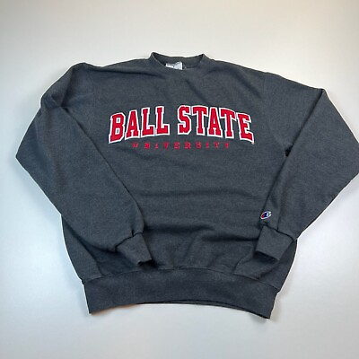 #ad Champion Ball State Cardinals Sweatshirt Adult Small Gray Crew Neck NCAA $17.99