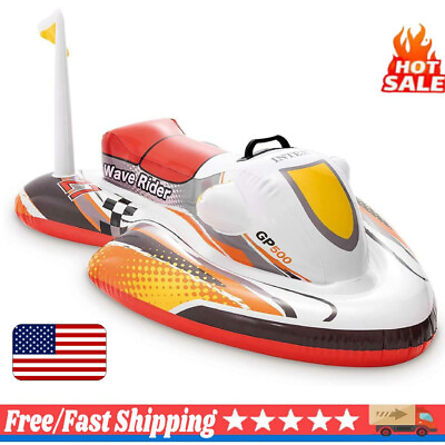 #ad Children#x27;s Water Inflatable Toy Boat Marine Rescue Motorized Ride On 117cmX77cm $99.99