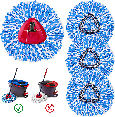 #ad 4 Pack Spin Mop Refills with 1 Mop Base Microfiber Spin Mop Replacement Head C $33.29