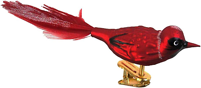 #ad Kurt Adler 5 Piece Glass Red Clip On Bird Ornament Set Christmas $33.50