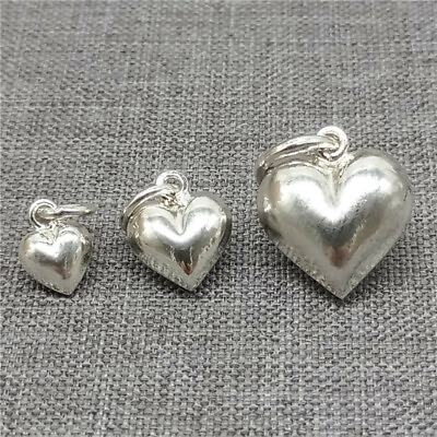 #ad 925 Sterling Silver Shiny Hollow Love Heart Charms for Bracelet Necklace $8.61
