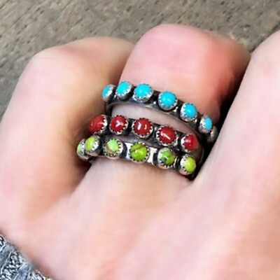 #ad Fashion 925 Silver Rings Women Turquoise Wedding Jewelry Ring Gift Size 6 10 C $3.10