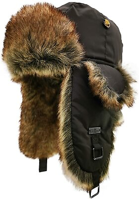 #ad Fur Winter Trapper HatTaslon Faux Fur Aviator Ski Trapper Trooper Pilot HatSno $78.43