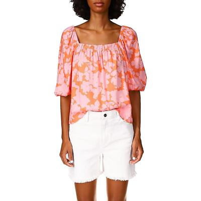 #ad Sanctuary Womens Floral Print Square Neck Puff Sleeve Blouse Shirt BHFO 6130 $12.99