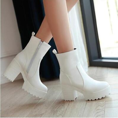 #ad Punk Boots Womens Round Toe Chunky Heel Casual Platform Creepers Short Booties $51.24