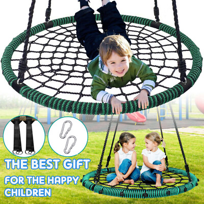 #ad Round Tree Swing Spider Web Spinner Swing Outdoor Kids Tire Swing Set Play Seat $71.14
