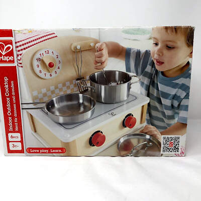 #ad Hape Pretend Play Wooden Tabletop Kitchen With Pots And Pans $34.99