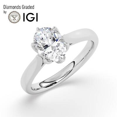 #ad #ad Oval Solitaire 18K White Gold Engagement Ring 5.00 ct Lab grown IGI Certified $3424.00