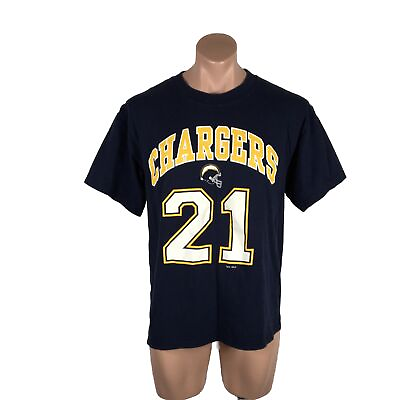 #ad San Diego Chargers LaDainian Tomlinson #21 T shirt Dark Blue 100% cotton L $30.00