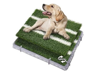 #ad PETBOTIC Dog Indoor Potty Tray w 2 Replacement Grass Pad Trainer Size 21 By 26 M $55.00