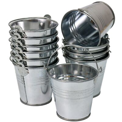 #ad 48 Pack Galvanized Metal Buckets Small Tin Pails with Handles for Succulent $36.15