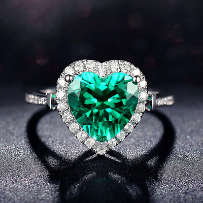 #ad New Angel Wings Heart Green Citrine Topaz Gemstone Fashion Women Silver Rings $6.49