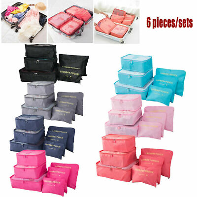 #ad 6Pcs Set Travel Storage Bag for Clothes Luggage Packing Cube Organizer Suitcase $6.75