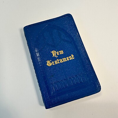 #ad The Bible New Testament Self Pronouncing Edition Compact Blue Softcover 1950s $24.99