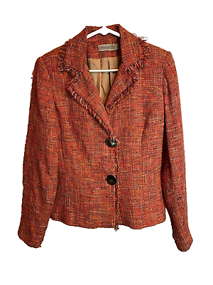 #ad Vintage CanvasBacks Blazer Women#x27;s Size 8 Tweed Multicolor Super Classy $24.97