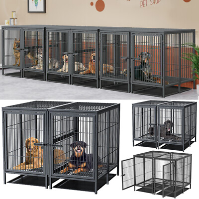 #ad 52 Inch Large Dog Cat Heavy Duty Metal Cage Kennel and Cover with Divider 2Trays $339.92