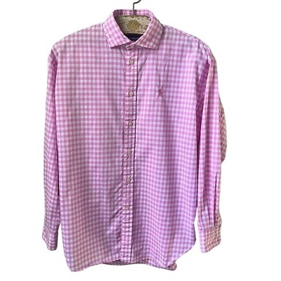 #ad Polo Ralph Lauren Button up Shirt Women#x27;s Size 6 Pink Pony Logo White Gingham $27.99