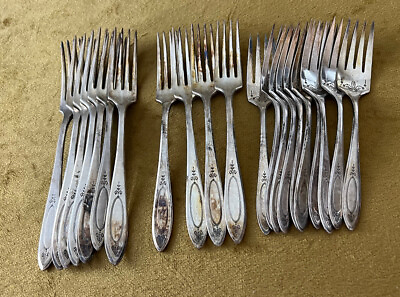 #ad 20 Pc Forks COMMUNITY Silver plate Flatware No Mono ADAM 1917 $33.75