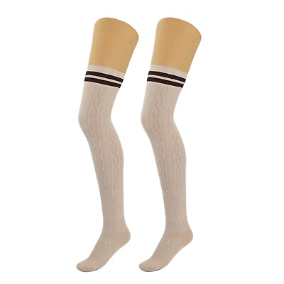 #ad 1 Pair Over Knee Thigh High Knitted Socks for Women Warm Stocking Long Boot Sock $8.93