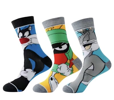 #ad 3 PAIRS Cartoon Socks Novelty Socks Character Socks Fun Casual Socks sz 6 10 $15.99