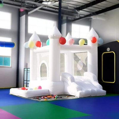 #ad 9FT*9FT White Bounce House Children#x27;s Bounce Castle and Slide Party $252.00