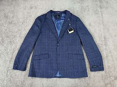 #ad NWT Tailorbyrd Collection Suit Jacket 46 L Blue Donegal Windowpane Flecked Sport $79.00