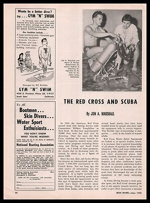 #ad 1958 Gym N Swim Los Angeles Hairy Chested Muscle Man Skin Diver Cartoon Print Ad $10.46