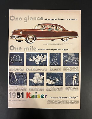 #ad Kaiser Automotive 1951 Life Print Add 10.5x13.5 Brown Anatomic Design $13.99