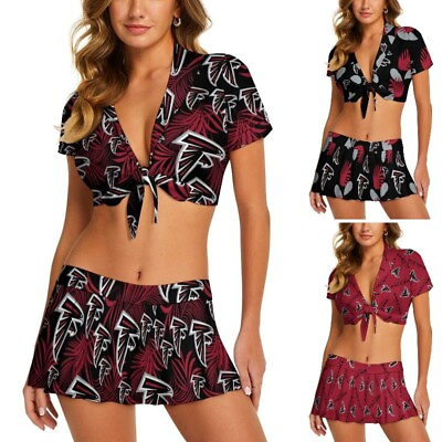 #ad Falcons Atlanta Women#x27;s Cheerleading Costume Crop Top with Mini Skirt Set $22.99