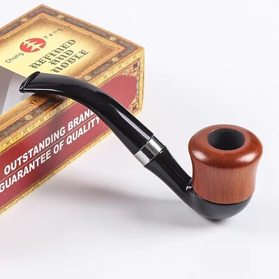 #ad 1pcs Classic Creative Red Wood Pipe Accessories Solid Wood Dry Pipe Smoking Pipe $11.46