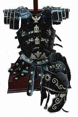 #ad Medieval New Roman Centurion Helmet With Armor Muscle Jacket Black Set Costume T $250.00