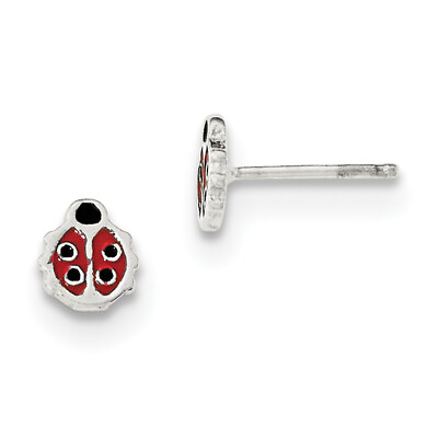 #ad Sterling Silver Polished amp; Enameled Ladybug Post Earrings QE12906 $38.99