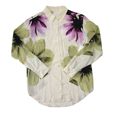 #ad NWT Equipment Signature in Chalk Pink Digital Floral Silk Button Down Shirt S $110.00
