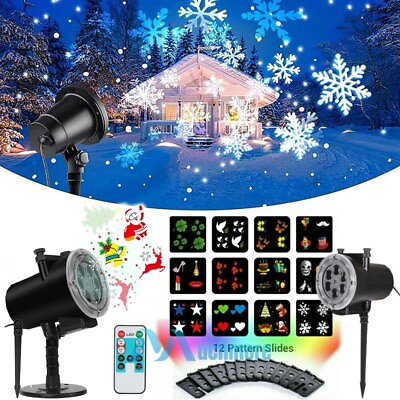 #ad 12 Themes Christmas Laser LED Projector Light Moving Outdoor Landscape DecorLamp $43.73