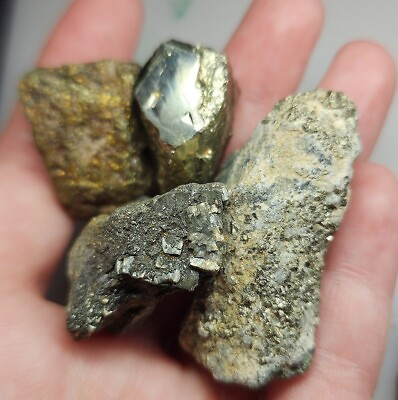 #ad 123g Variety Of Metallic Mineral Specimens Or Rough Pyrite Galena Chalcopyrite $34.99