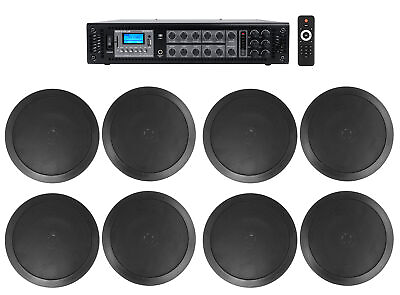 #ad Rockville Commercial Receiver8 6.5quot; 2Way Black Ceiling Speakers 4 Hotel Office $444.75