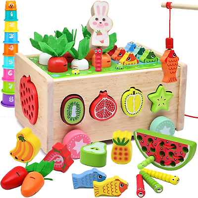 #ad 10 In 1 Toddlers Montessori Wooden Educational Toys for Baby Boys Girls Age 18 M $26.88