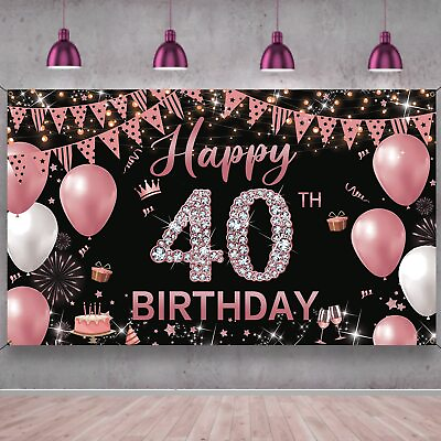 #ad New 40Th Birthday Decorations Backdrop Banner For Women Happy 40Th Birthd� $18.90