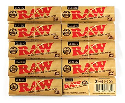 #ad RAW Rolling Papers 1 1 4 Classic Natural Cigarette Paper 1.25 10 Booklets $10.50