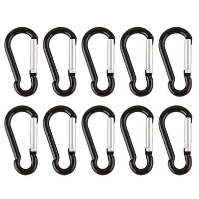 #ad 10 Small Black Carabiner Camping Push Spring Snap Clip Hook Keychain Ring 1quot; 2quot; $6.99