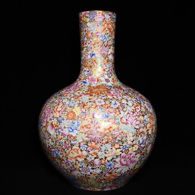#ad 22quot; China Porcelain Qing dynasty qianlong mark famille rose flower sky Ball Vase $6474.00