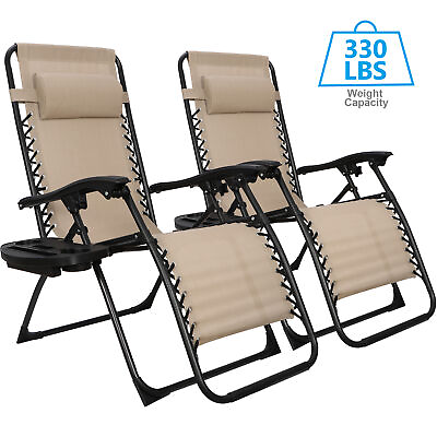 #ad Zero Gravity Chairs Folding Lawn Outdoor Recliner Patio Lounge Chair Set of 2 $73.58