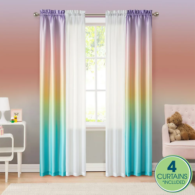 #ad KIDS CURTAIN PANEL SETS 4 Piece Multiple Sizes amp; Colors Girls Boys Childs $22.50