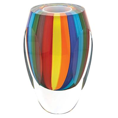 #ad Badash Crystal 6quot; Glass Vase Rainbow Murano Style Art Bud Shape Outdoor Safe $73.89