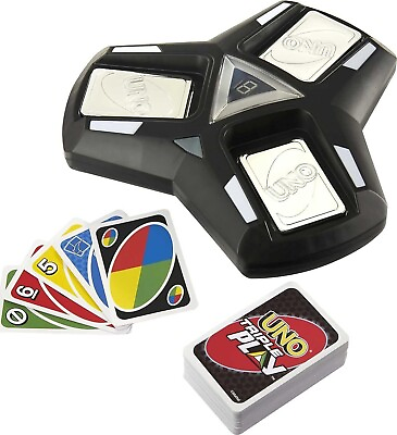 #ad Mattel Games UNO Triple Play Family Card Game with Card Holder Unit 3... $22.00