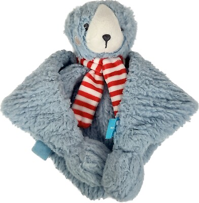 #ad Manhattan Toys Plush 19” Blue Bear Scarf Security Blanket Lovey $12.99