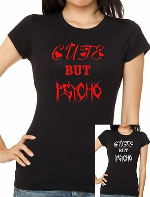 #ad CUTE BUT PSYCHO T Shirt. Unisex or Women#x27;s Fitted Tee Printed Cotton GBP 11.69