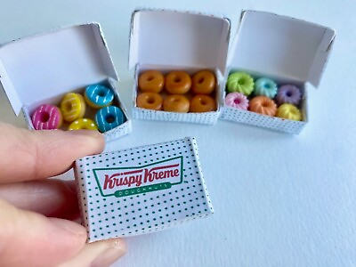 #ad 1:12 miniature dollhouse handmade Krispy kreme Donuts cupcake sweet dessert box $8.29